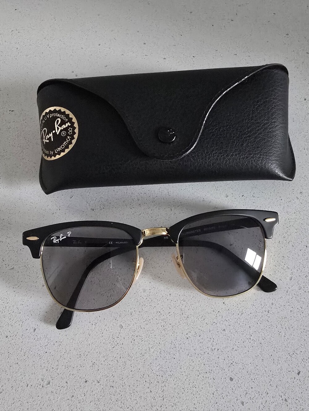 Ray-Ban Polarized Clubmaster Classic Sunglasses - Unisex Black/Gold Msrp $244